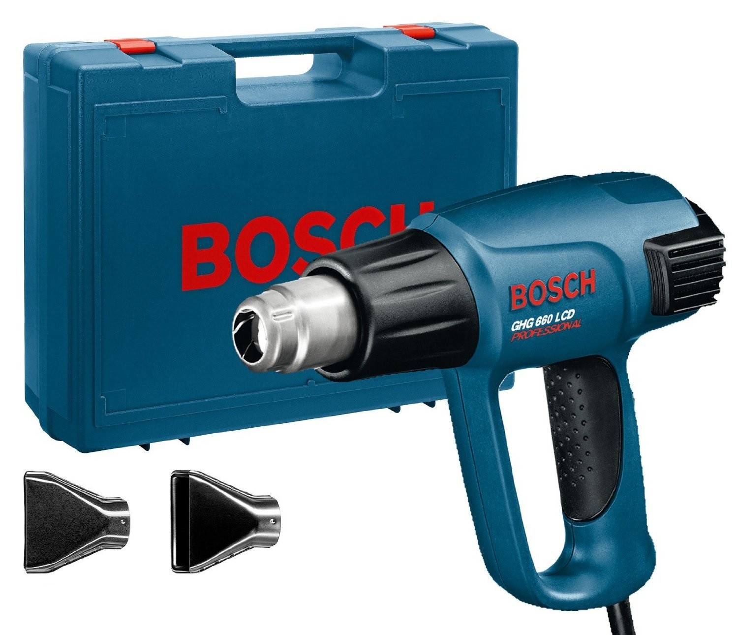 Bosch teplovzdušná pištoľ GHG660LCD + príslušenstvo